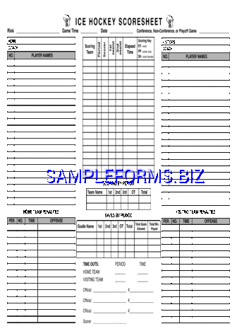 Ice Hockey Scoresheet pdf free